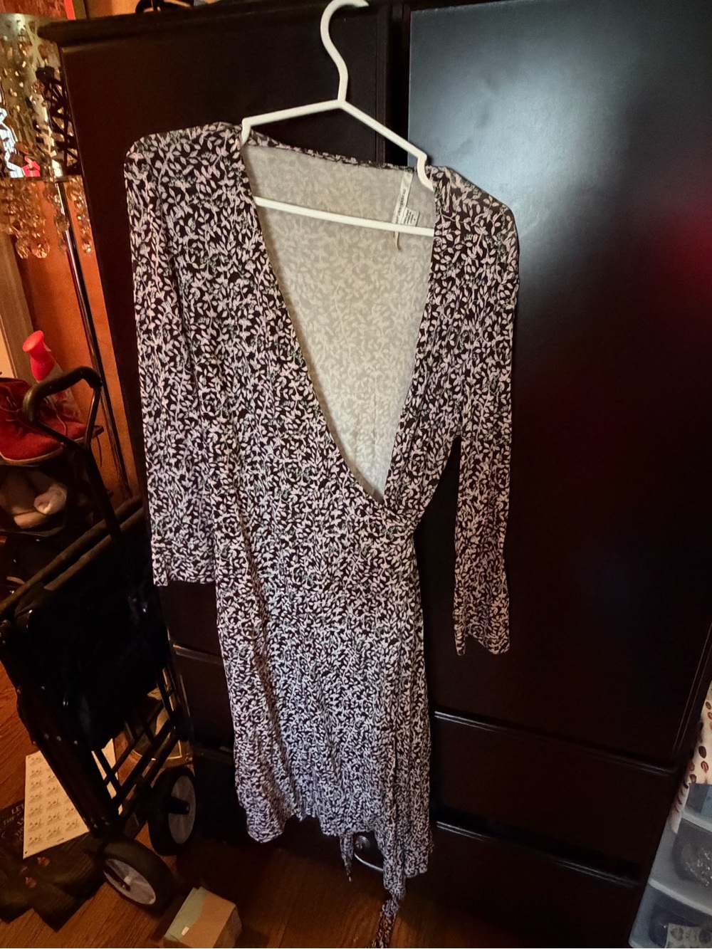 Diane von furstenberg Floral Wrap Dress in Black and White